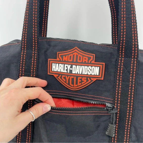 Harley-Davidson Black Nylon Travel Tote Duffle Bag Logo - Picture 2 of 10